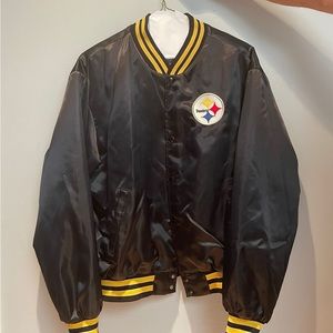 VINTAGE 80'S NFL SWINGSTER SATIN STEELERS JACKET-XL
